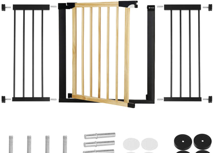 Traphekje | 75 - 124 cm | Traphek | Veiligheidshekje | Metaal | Hout | Zwart/Bruin