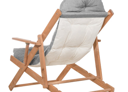 Houten Ligstoel - Ligbed - Met Kussen - Verstelbaar - Weersbestendig - Grijs - Grenenhout - 90 x 71 x 103 Cm