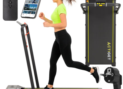 Loopband - 1-12 KM/U - Inklapbaar - Fitshow APP - Met ingebouwde Speaker ( Bluetooth ) - Afstandsbediening - Telefoonhouder - Smeerolie - 133 x 50 x 105 CM - 1 PK Motor