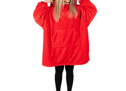 Oversized Fleece Deken/Trui - Oversized Deken - Oversized Trui - Hoodie - Capuchon - Rood