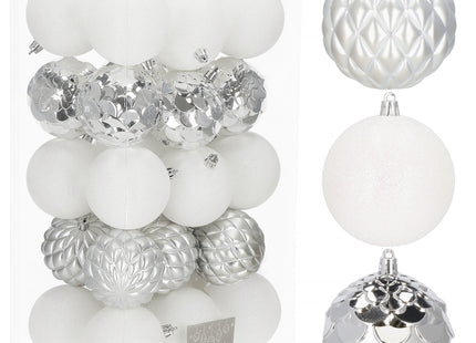 Kerstballen | 30 Stuks | 6 cm | Zilver/Wit