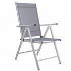 Tuinstoel | Tuinstoelen | Verstelbare Rugleuning | Inklapbaar | Aluminium & Textileen | Grijs