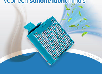 SQOON® XL Filterset geschikt voor Miele Boost CX1 stofzuiger - 2 STUKS - Gelijk aan model: SF-HY 60 - Vervangt HEPA-filter 11639240 - Voor schone en allergievrije uitblaaslucht