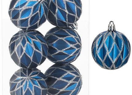 Kerstballen | 6 Stuks | 12 cm | Blauw/Zilver