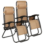 Tuinstoelen | Ligstoel | Opvouwbaar | Verstelbaar | Ergonomische Hoofdsteun | 2 Stuks | Beige/Zwart