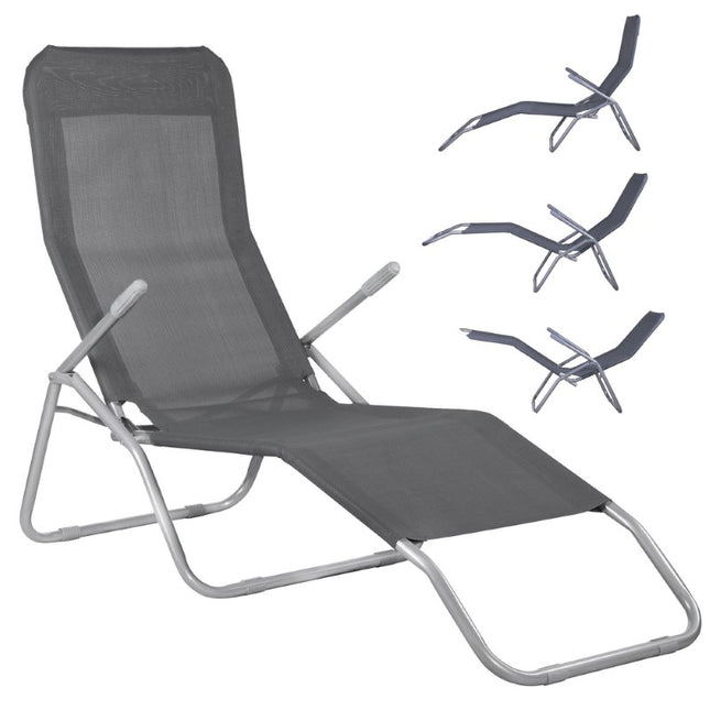 Ligstoel | Ligbed | Verstelbaar | Ergonomische vorm | Grijs
