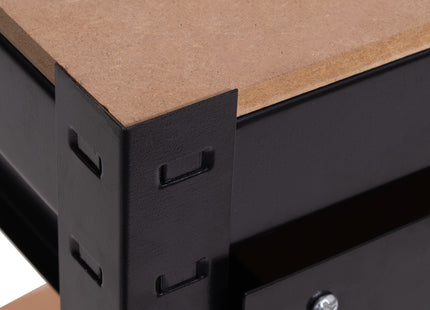 Werkbank| Garage | Werkblad | 120x60x155 cm | Zwart/Bruin