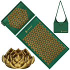 Acupressuurmat - Spijkermat - Lichaamsstimulator - Ontspanning - Massage - Kussen - Groen/Goud
