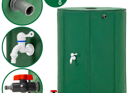 Regenton - Regenwatertank - Opvouwbaar - Met Kraan - 2 Kranen - 500 L