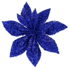 Kunstbloem Met Clip- Poinsettiatak - Ster van Bethlehem - Blauw - Glitters