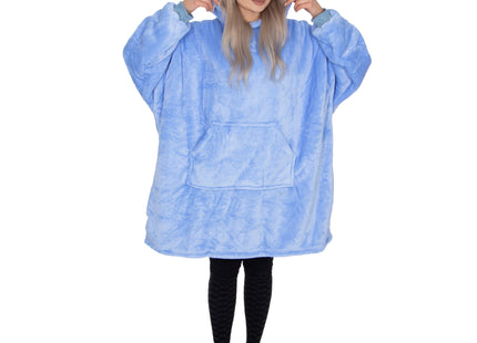 Oversized Fleece Deken/Trui - Oversized Deken - Oversized Trui - Hoodie - Capuchon - Lichtblauw