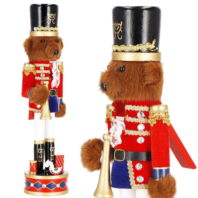 Notenkraker Kerst | Houten Beer | Kerstversiering | Multicolor | 38 cm