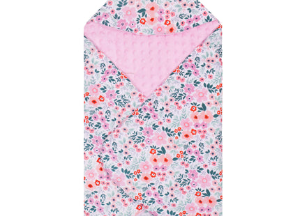 Deken Voor Autostoel - Draagzak - Dubbelzijdig - Capuchon - 77 x 77 Cm - Roze - Bloemen