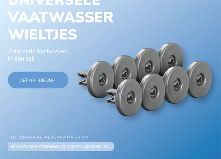Vaatwasser Wiel Voor Onderkorf Geschikt voor IKEA, AEG, Electrolux, Zanussi, Etna - 8 stuks  - 40mm