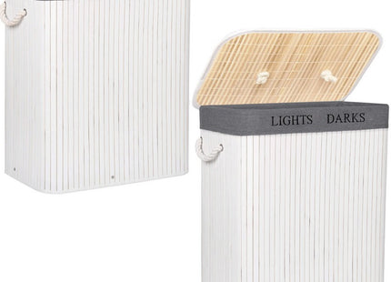 Wasmand | 100L | Bamboe | Wit/Grijs