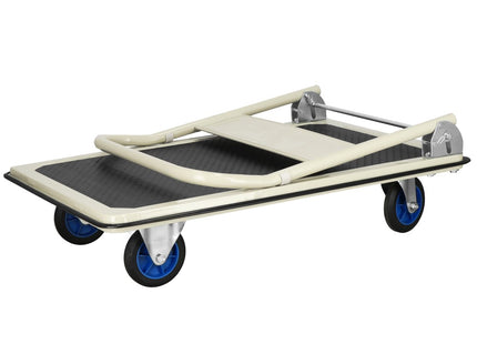 Transportwagen | Plateauwagen | Platformwagen | 90 x 60 x 85 cm | Zwart/Crème/Blauw
