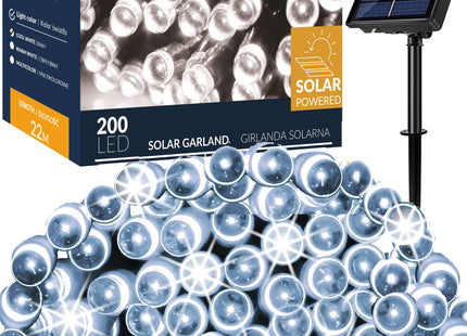 Kerstboomverlichting | met 200 LED Lampjes | 22 M | Koel Wit | Zonne-energie | Indoor | Outdoor