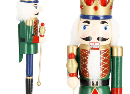 Notenkraker Kerst | 38 cm | Blauw/Groen/Rood/Goud/Zwart