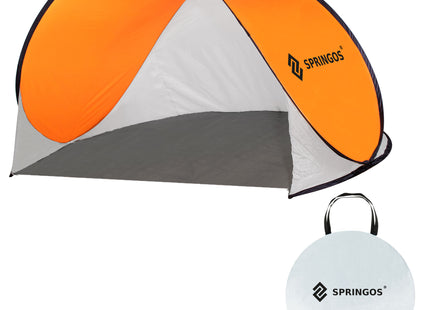 Strandtent | Pop-Up Strandtent | UV Filter | Inclusief Draagtas | 200 x 120 x 110 cm | Wit/Oranje