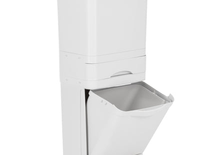 Prullenbak - Afvalbak - Vuilnisbak - Vuilbak - Op Wielen - Afvalscheidingsbakken -  3 Delig - 42 Liter - 83,5 x 42 x 28,5 Cm - Wit