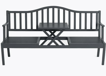 Tuinbank | Tuinbankje | Zitbank Buiten | Met Tafel |  150 x 80 cm | Metaal | Staal | Zwart