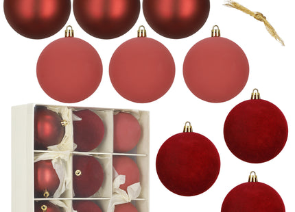 Kerstballen | 9 Stuks | 8,5 cm | Rood