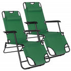 Tuinstoelen | Ligstoel | Ligbed | Verstelbaar | Inclusief Hoofdsteun | 2 Stuks | Groen