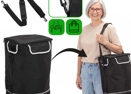 Boodschappentrolley - Boodschappenkrat - Met Twee Wielen - Grijs - Zwart - 42 L - 30 KG - 101 x 45 CM