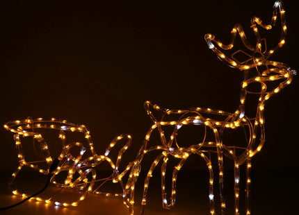 Rendier Met Slee | 264 LED Lampjes | Warm Wit/Blauw