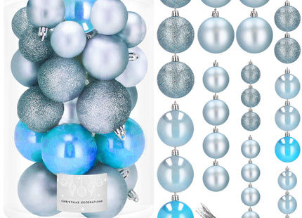 Kerstballen | 30 Stuks | 6/5/4 cm | Lichtblauw