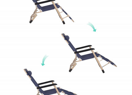 Tuinstoelen | Ligstoel | Ligbed | Verstelbaar | Hoofdsteun | 2 Stuks | Marineblauw/Crème