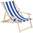 Ligbed | Strandstoel | Ligstoel | Verstelbaar | Armleuningen | Beukenhout | Handgemaakt | Blauw/Wit