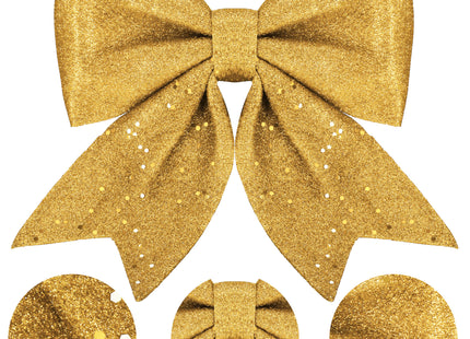 Kersthanger | Kerstversiering | Kerstdecoratie Voor Binnen | Kerststrik | Goud | Glitter| 20 cm | 1 Stuk