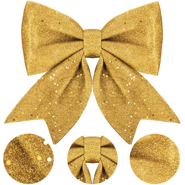 Kersthanger | Kerstversiering | Kerstdecoratie Voor Binnen | Kerststrik | Goud | Glitter| 20 cm | 1 Stuk
