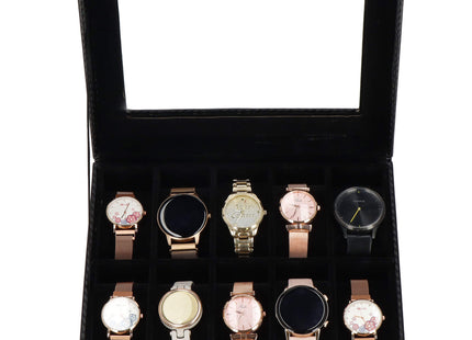 Horlogedoos - Horlogebox - Horlogeopberger  - Zwart - Goud - 10 Horloges