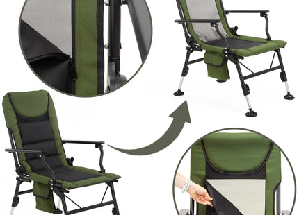 Campingstoel | Visstoel | Opvouwbaar | Groen | Staal | Polyester |  81 x 57 x 100 cm | 140 Kg