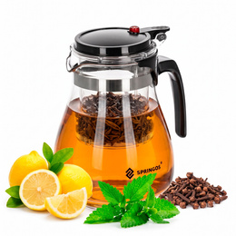 Springos Theepot | Glazen Theepot met Filter | Dubbel Zetsysteem | 1,65 L