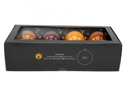 Kerstballen Glas | 8 Stuks | Glas | Glans | Oranje | Bruin