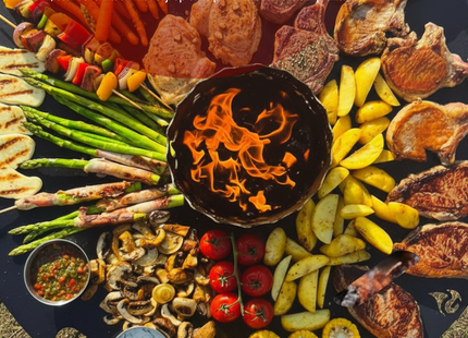 Grillplaat - Bakplaat Voor op een Vuurschaal  - Plancha ring - Bakplaat voor BBQ Grill  - Hittebestendig - RVS - Zwart - Ø 78 cm - 5 Mm