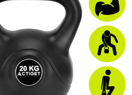 Actiget® Kettlebell | Ergonomische Handgreep | Zwart | 20 kg