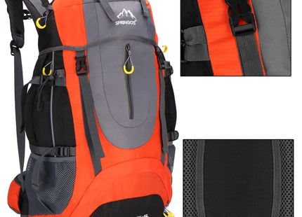Backpack - Rugzak - Multifunctioneel - Kamperen - Reizen - Regenhoes - Fluitje - 70 Liter - Grijs/Oranje