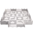Speelmat | Speelmat Foam | Puzzelmat | Figuren | Dieren | 16 Puzzelstukken | Crème/Grijs  | 150 x 150 cm