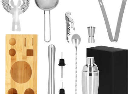 Cocktail Set | 11-Delige Cocktail Shaker Set | RVS | Zilverkleurig