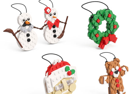 Springos® Kerst Bouwblokken – 10 Kerstfiguren om Zelf te Bouwen – 430 Onderdelen – Kerstboomhangers met Touwtjes
