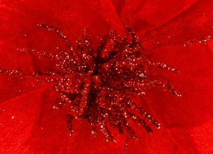 Kunstbloem - Kunststof - Rood - Glitters