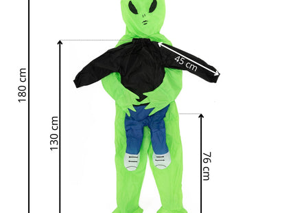Springos Opblaasbaar Alienkostuum - Halloween Verkleedpak 120-155 cm