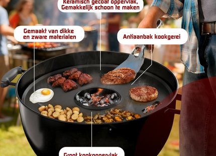 Grillplaat - Bakplaat Voor op een Vuurschaal  - Plancha ring - Bakplaat voor BBQ Grill  - Hittebestendig - RVS - Zwart - Ø 78 cm - 5 Mm