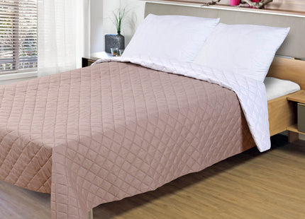 Sprei - Roze - Wit - Dubbelzijdig - Gewatteerd - 200 x 220 Cm