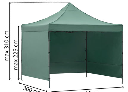 Partytent - 300x300xcm - Hoogte Verstelbaar - PVC - Polyester - Harmonica- Frame - Groen