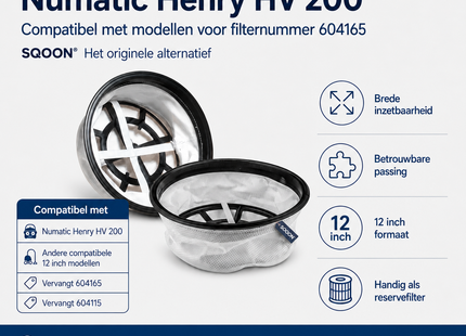 SQOON® Motorfilter Geschikt voor Numatic Henry, Hetty & PPR-240 – Vervangt 604165 / 604115 – Ø 12 inch